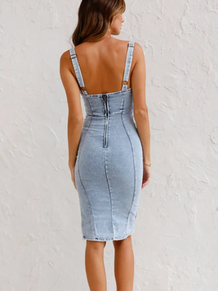 Nevaeh Robe Jean Femme – Bretelles Ajustables, Look Casual & Élégant, Confort Personnalisé