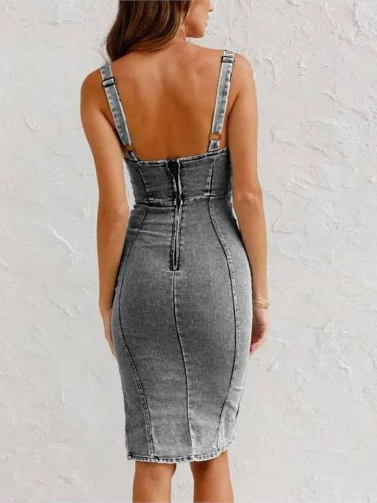 Nevaeh Robe Jean Femme – Bretelles Ajustables, Look Casual & Élégant, Confort Personnalisé