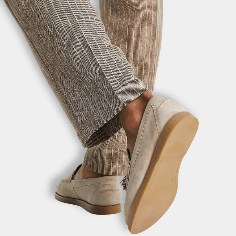 Eric mocasines con borlas para hombre – zapatos formales clásicos sin cordones con acabado cepillado para primavera y otoño