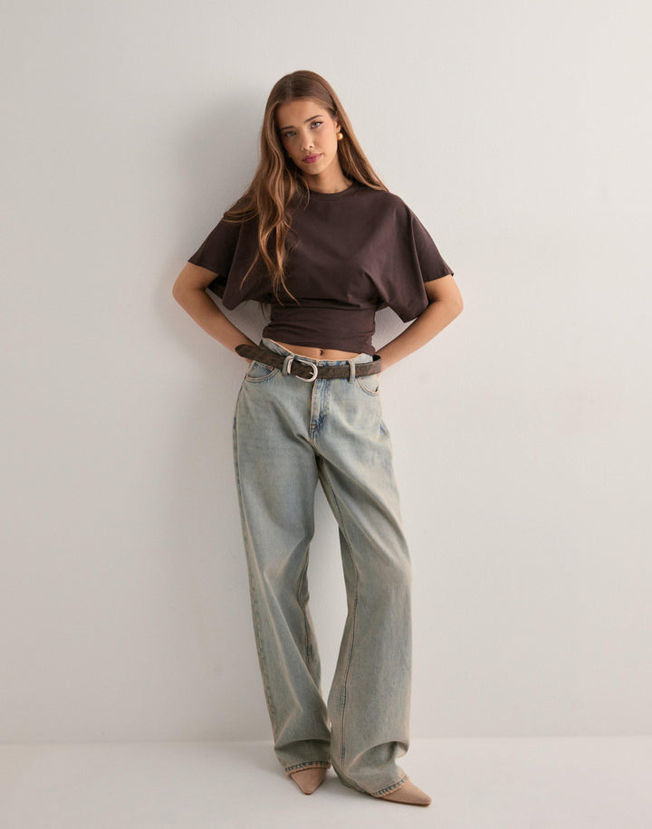 Isabelle T-Shirt Femme – T-Shirt Élégant avec Manches Évasées et Coupe Cintrée Flatteuse