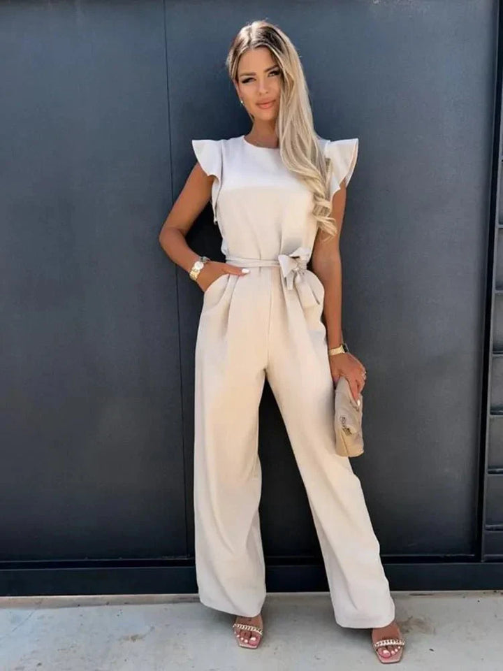 Combinaison Femme Avalon – Élégante Combinaison à Manches Courtes avec Ceinture & Poches Latérales à Fente