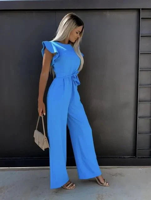 Combinaison Femme Avalon – Élégante Combinaison à Manches Courtes avec Ceinture & Poches Latérales à Fente