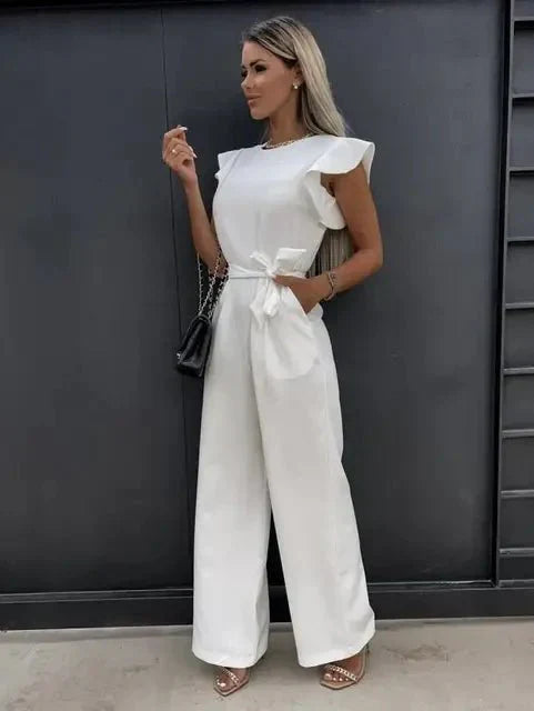 Combinaison Femme Avalon – Élégante Combinaison à Manches Courtes avec Ceinture & Poches Latérales à Fente