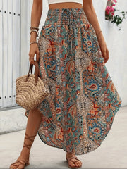 Serenity Jupe Maxi Damen – Lange Boho-Rock mit ausgestelltem Schnitt und Nomadenmuster