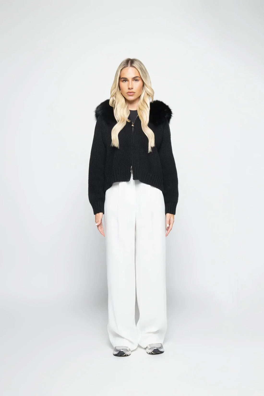 Janelle Veste Femme – Veste en Laine Élégante avec Capuche Doublée de Fourrure
