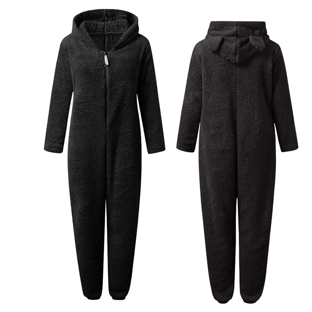 Ellie Women's Fleece Jumpsuit – Soft and Warm Onesie with Hood & Zipper Closure