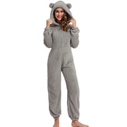 Ellie Women's Fleece Jumpsuit – Soft and Warm Onesie with Hood & Zipper Closure