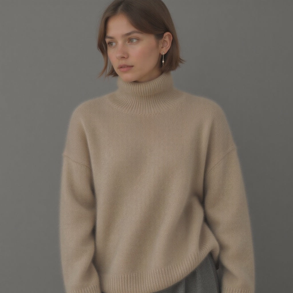 Sydney Women's Oversized Turtleneck Sweater in Cashmere – Soft, Warm & Elegant