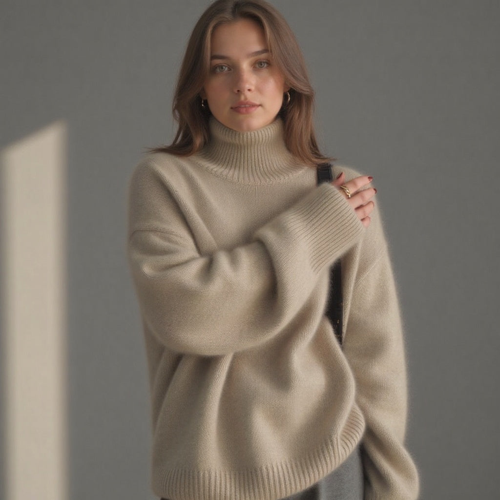 Sydney Women's Oversized Turtleneck Sweater in Cashmere – Soft, Warm & Elegant