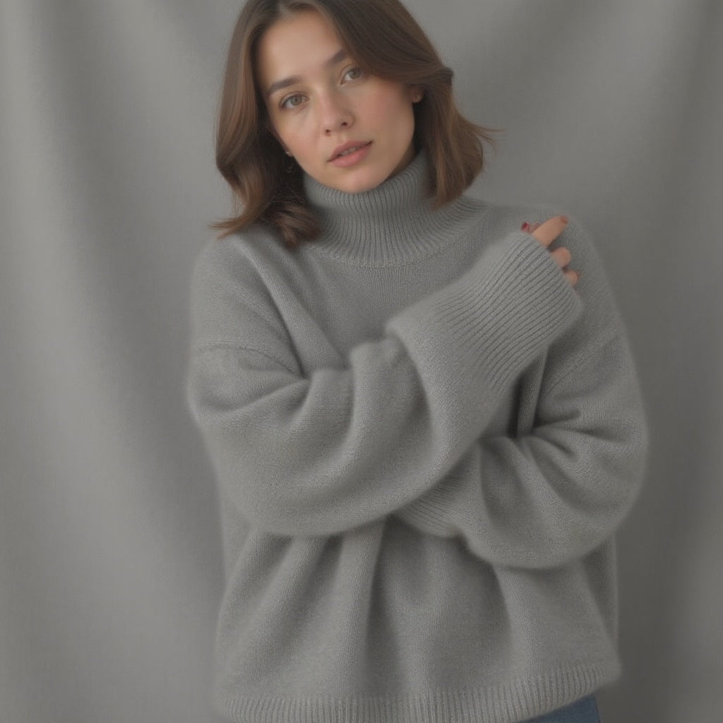 Sydney Women's Oversized Turtleneck Sweater in Cashmere – Soft, Warm & Elegant