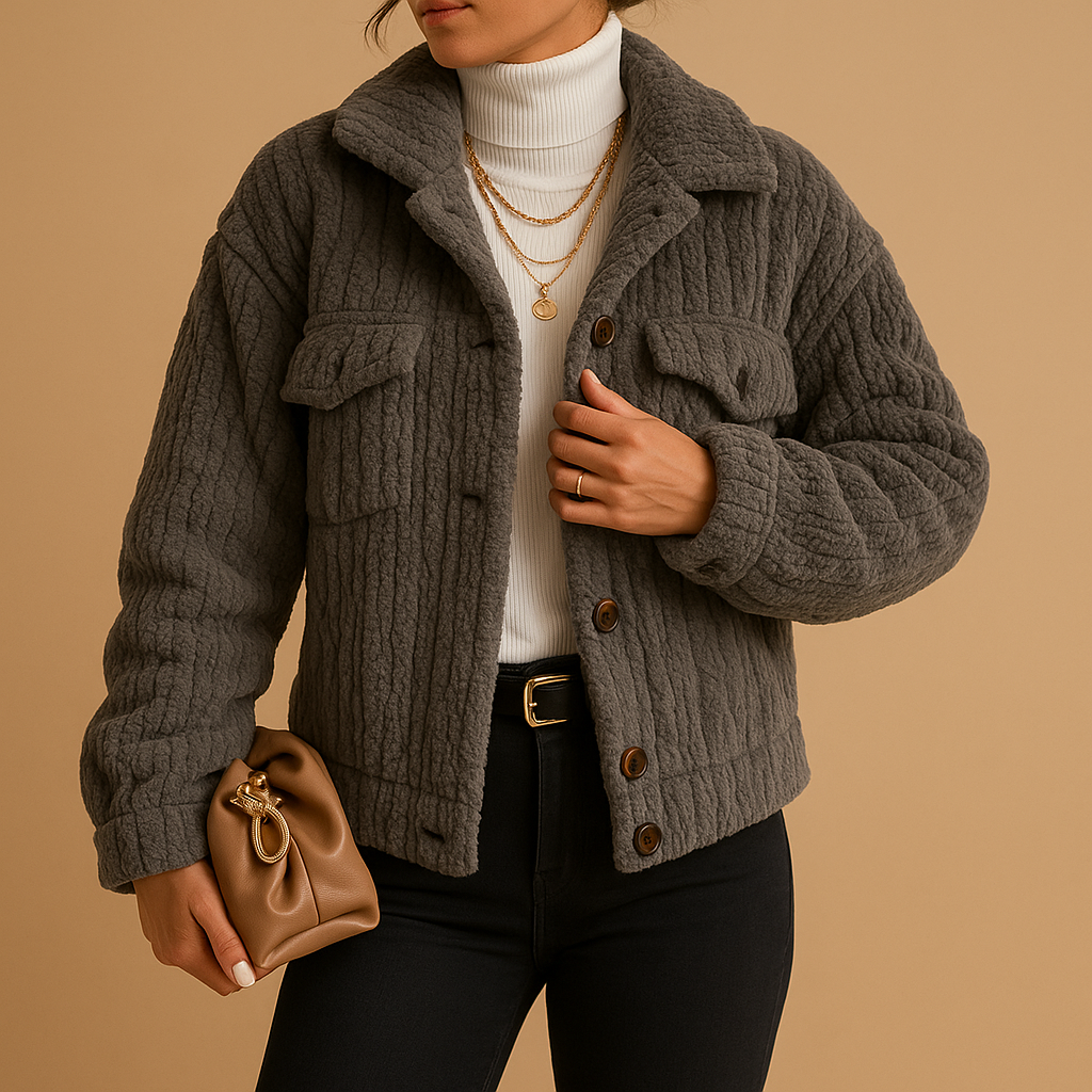Mabel Giacca Trucker Donna in Sherpa – Cappotto Casual Foderato Morbido con Taglio Rilassato & Interno Caldo
