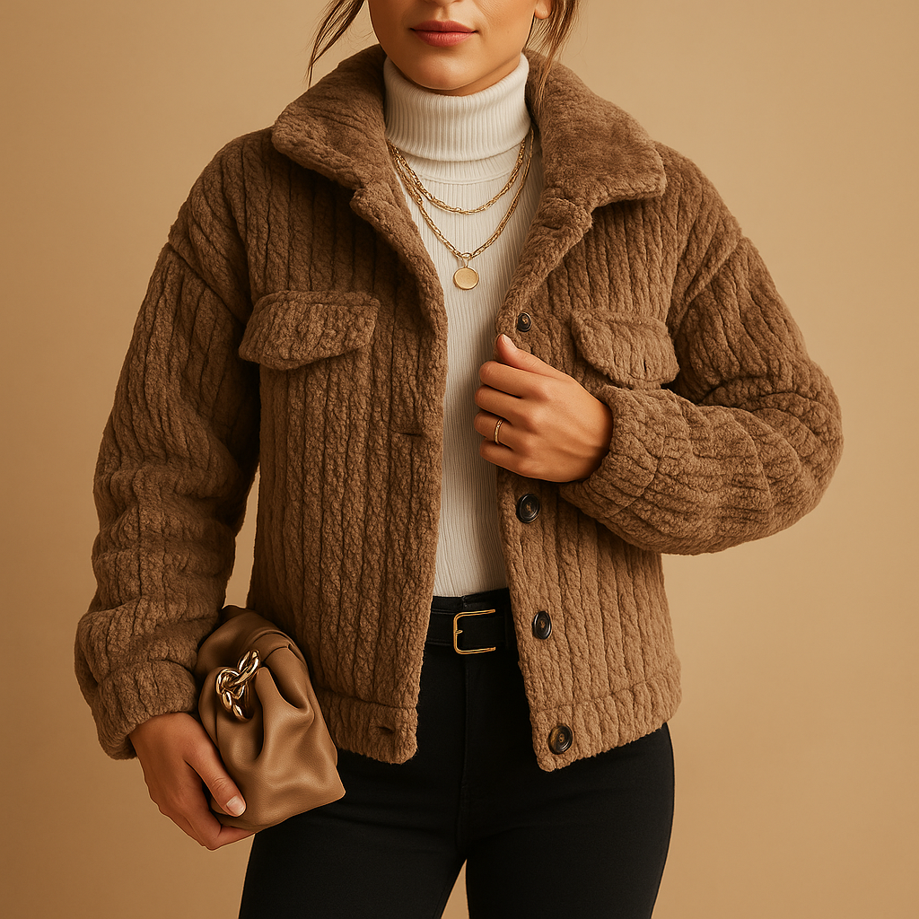 Mabel Giacca Trucker Donna in Sherpa – Cappotto Casual Foderato Morbido con Taglio Rilassato & Interno Caldo