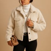 Mabel Giacca Trucker Donna in Sherpa – Cappotto Casual Foderato Morbido con Taglio Rilassato & Interno Caldo