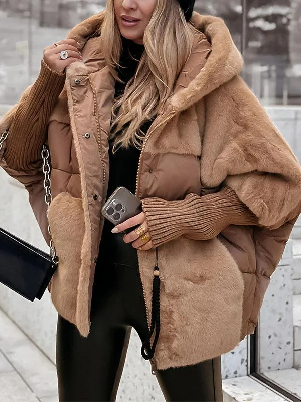 Camila Winter Down Jacket Women – Warm Quilted Coat with Knit Cuffs & Elegant Collar