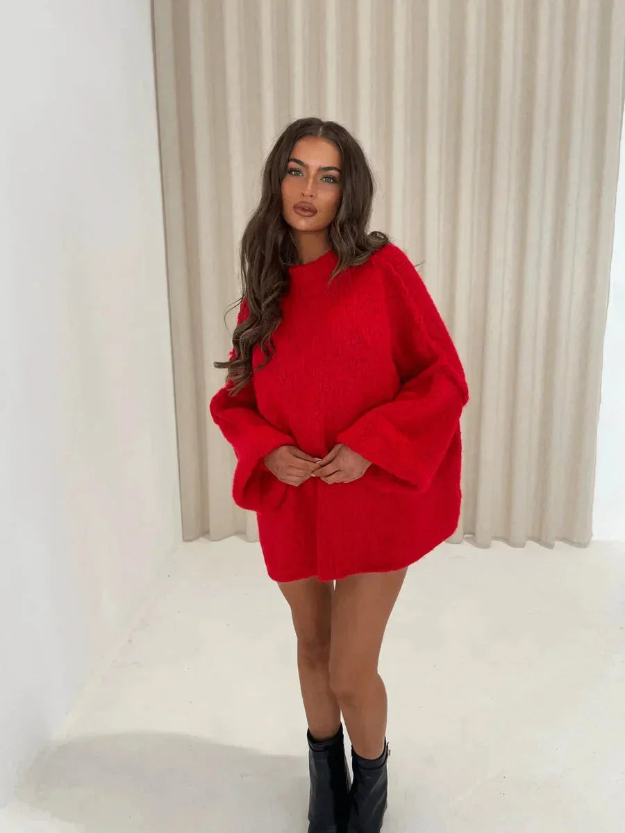 Women's Oversized Cooling Sweater with Turtleneck – Soft Knit, Loose Fit & Contemporary Style