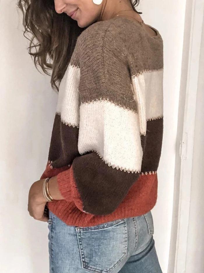 Sarah Pull Femme – Tricot Rayé Confortable & Élégant à Manches Longues
