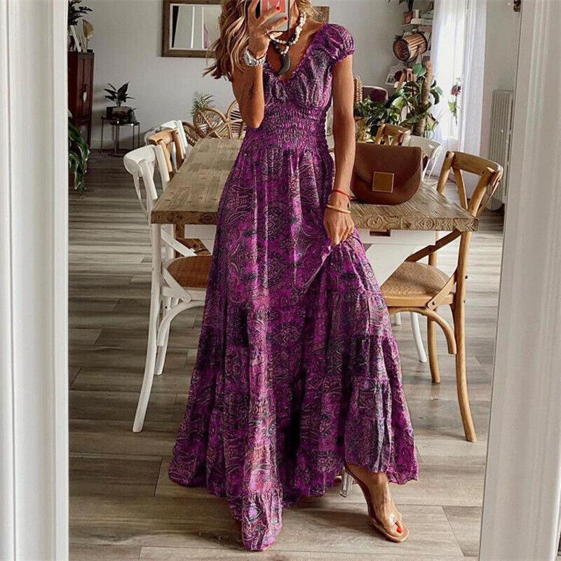Faith Robe Maxi Bohème Femme – Légère, Coupe Fluide et Look Casual Chic