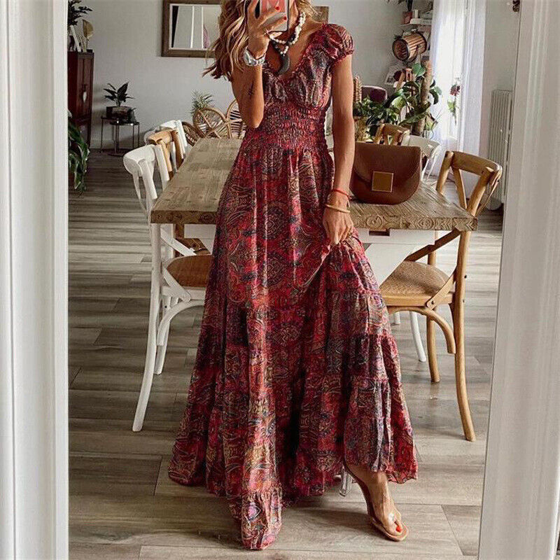 Faith Robe Maxi Bohème Femme – Légère, Coupe Fluide et Look Casual Chic