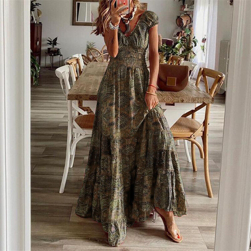 Faith Robe Maxi Bohème Femme – Légère, Coupe Fluide et Look Casual Chic