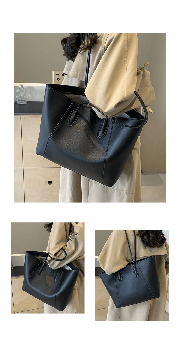 Jivika Geantă de mână pentru femei – Geantă mare de umăr din piele ecologică cu compartiment spațios și buzunare interioare