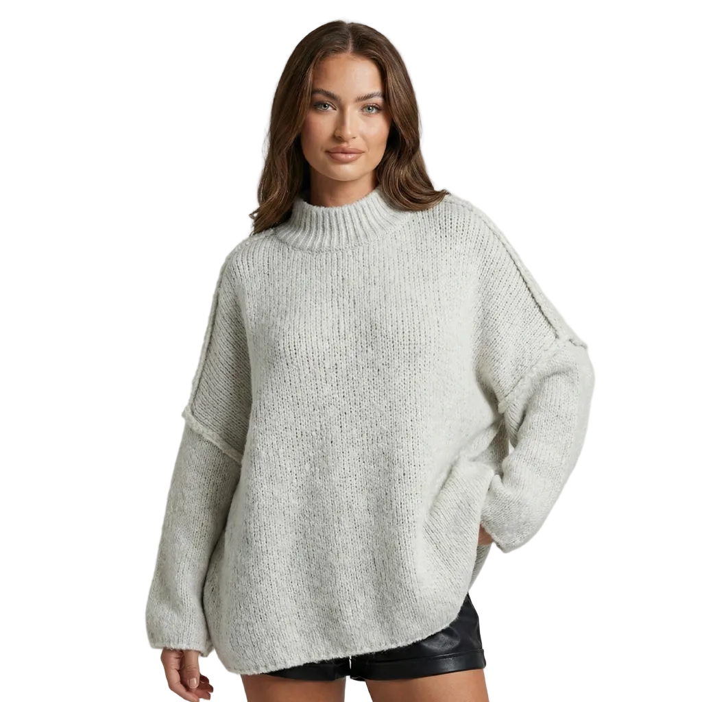 Kylan Pull Femme Oversize Col Roulé – Maille Douce, Coupe Ample & Style Moderne