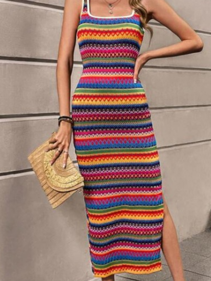 Harper Robe d’Été Femme – Robe Légère à Rayures Colorées et Coupe Fluide pour Toute Occasion