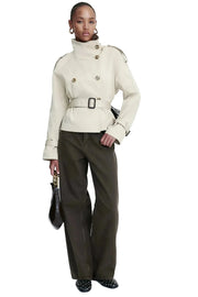 Kira Modern Woman's Trench Coat – High Collar, Adjustable Belt & Elegant Shape