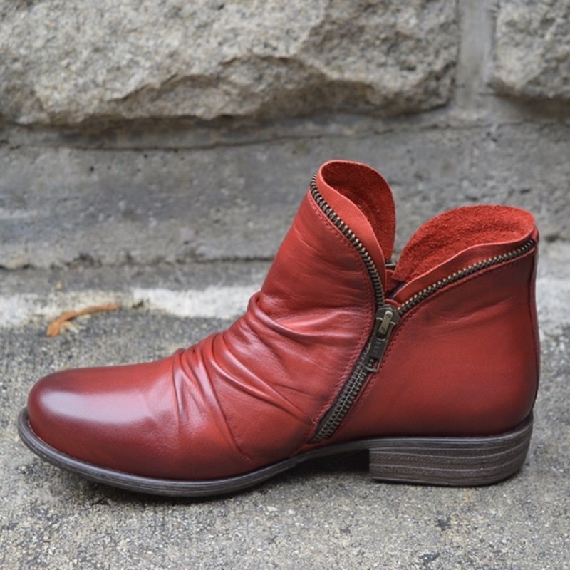 Valentina Femme Bottes en Cuir – Bottines Élégantes avec Fermeture Éclair Confortable & Durable