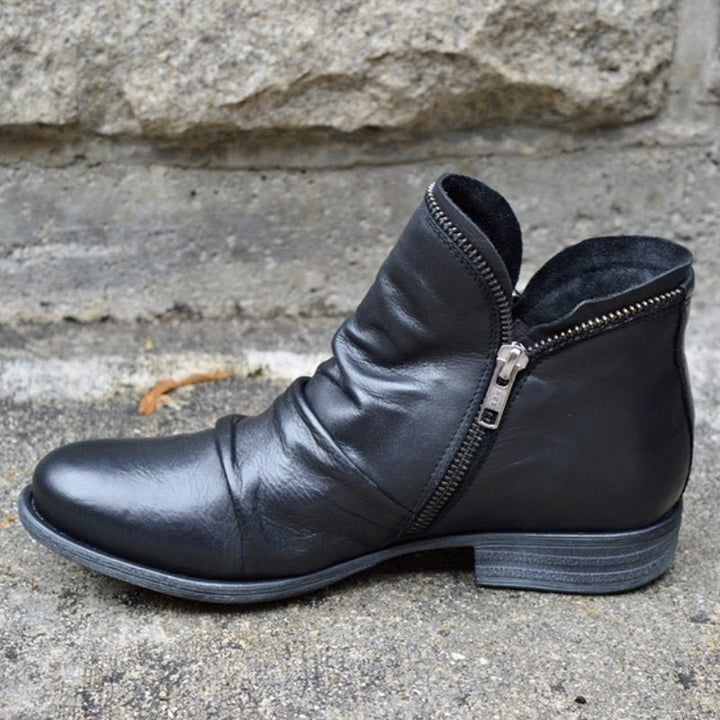 Valentina Femme Bottes en Cuir – Bottines Élégantes avec Fermeture Éclair Confortable & Durable