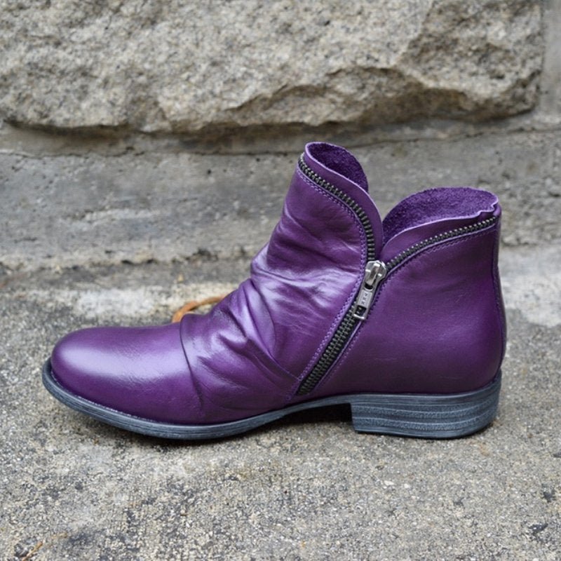 Valentina Femme Bottes en Cuir – Bottines Élégantes avec Fermeture Éclair Confortable & Durable