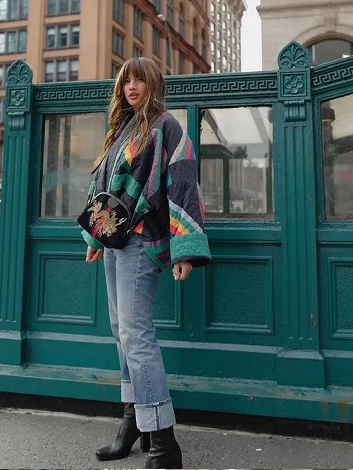 Zeline Chaqueta Acolchada Mujer – Abrigo Oversize Patchwork Retro con Estilo Moderno