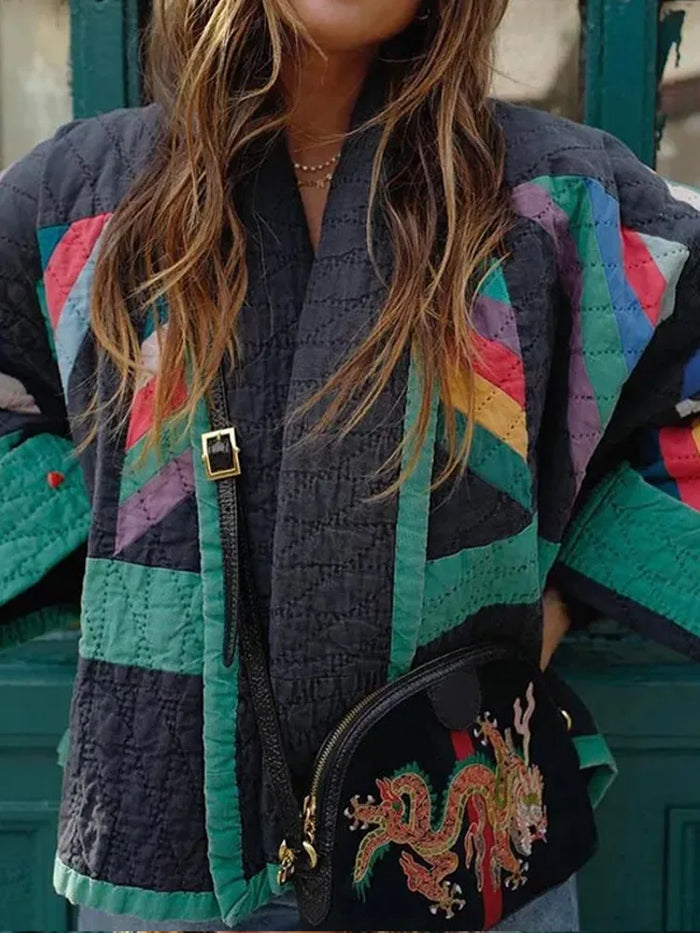 Zeline Chaqueta Acolchada Mujer – Abrigo Oversize Patchwork Retro con Estilo Moderno